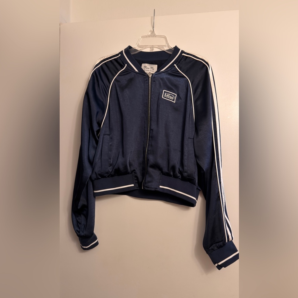 Miss Me Navy Blue Jacket with White Accents